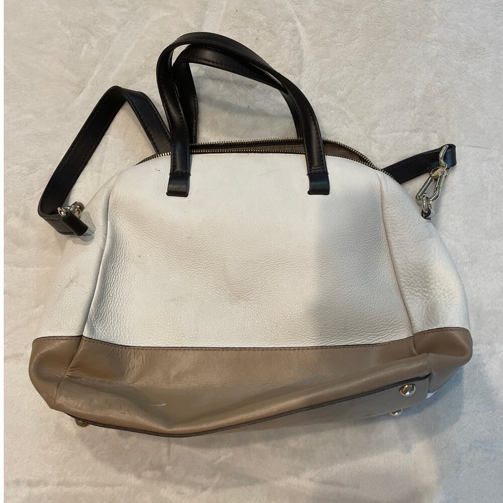 FURLA Women's Embossed Croc Leather Top Handle Satchel Bag Black/White Large - Picture 4 of 10
